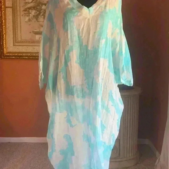 Sofia Print Dress Handmade In Italy From Boutique one Size.  D7 - Picture 2 of 9